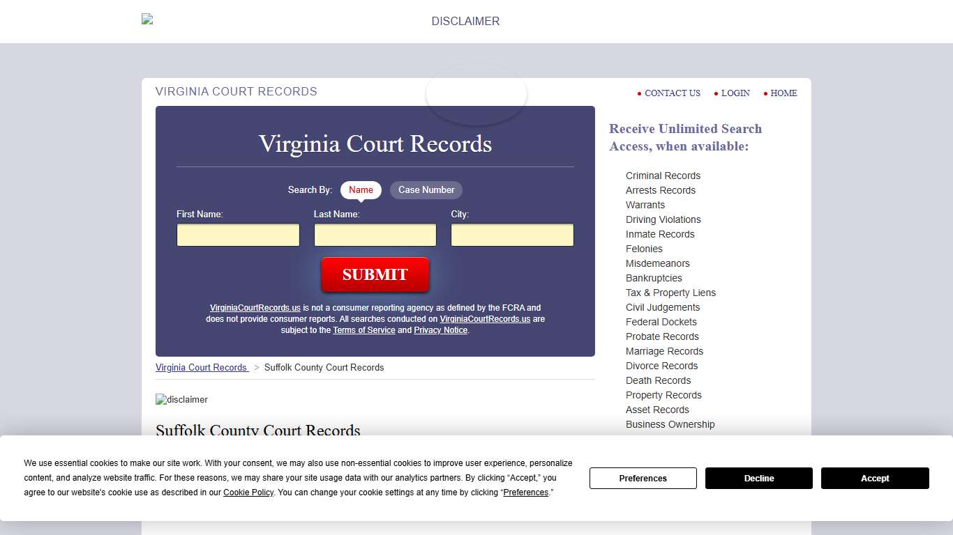 Suffolk County Court Records | VirginiaCourtRecords.us